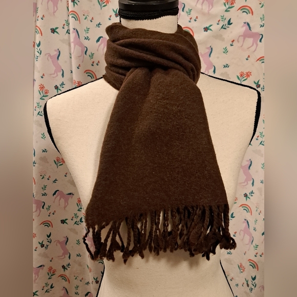 Vintage Glen Heath Brown Camel Hair Unisex Casual Neutral Scarf Wrap w/ Fringe - Picture 1 of 7